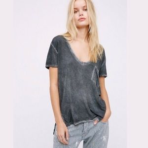Free People Oversized Grey Top Shirt Tee